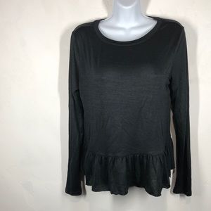 Gap Factory black peplum long sleeve top medium
